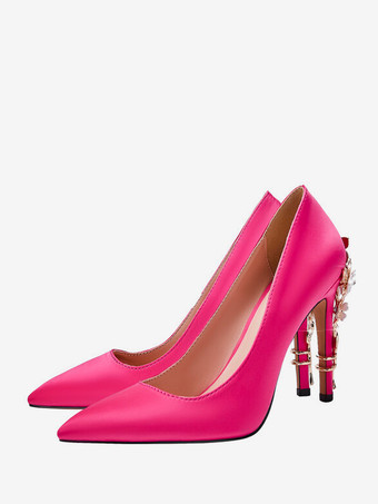 ハイヒール パーティーシューズ ローズ ラインストーン スタッズ ハイヒール シューズ