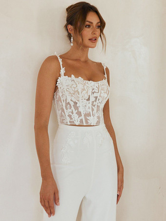 ツーピースウェディングドレス サテン生地 レース スクエアネック ツーピース フロアレングス レースアップ ノースリーブ アイボリー