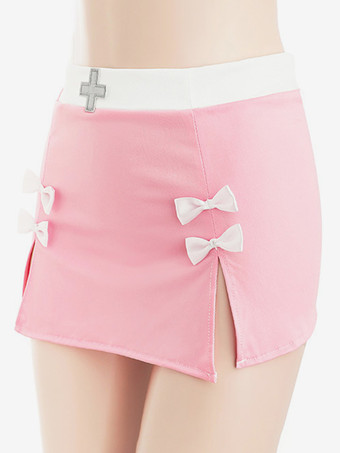 セクシーなナースコスチューム ハロウィン ピンク レディース ポリエステルセット Tバック ヘッドウェア