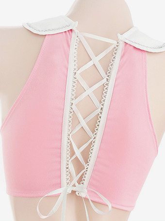 セクシーなナースコスチューム ハロウィン ピンク レディース ポリエステルセット Tバック ヘッドウェア