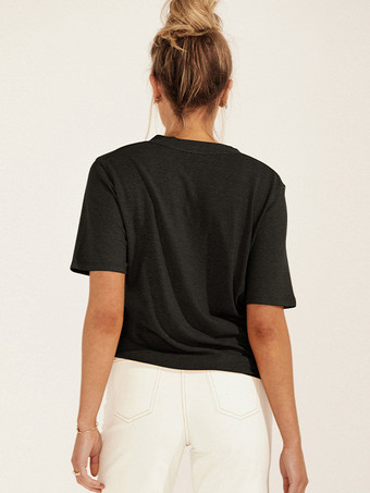 コットンTシャツ 半袖 Vネック スタイリッシュ カジュアル 夏 レディースTシャツ