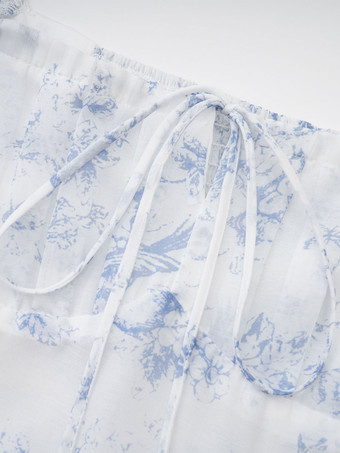 コンバーチブルドレス 花柄 レースアップ バックレス 夏 カジュアル ミディドレス