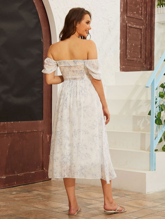 コンバーチブルドレス 花柄 レースアップ バックレス 夏 カジュアル ミディドレス