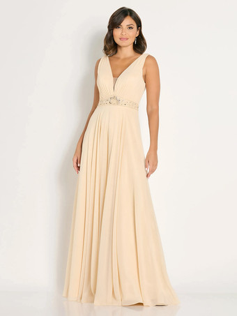 ブライダルマザードレス Vネック ノースリーブ Aライン サッシュ ゲストドレス 結婚式用