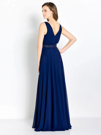 ブライダルマザードレス Vネック ノースリーブ Aライン サッシュ ゲストドレス 結婚式用