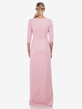 ブライダルマザードレス デザインネックライン ハーフスリーブ シース プリーツ フロアレングス ウェディングゲストドレス