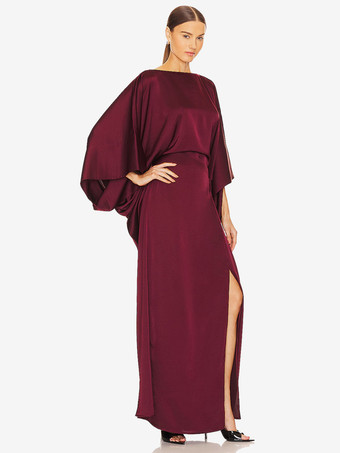 花嫁の母親のためのパーティードレス ジュエルネック 3/4 丈スリーブ A ライン ウェディングゲストドレス