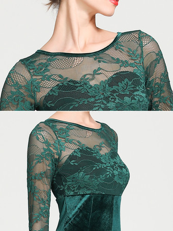 社交ダンス衣装 ブラック レディース エレガント 透明 レース ジュエルネック シフォン ドレス レース フリル レイヤード ダンスドレス