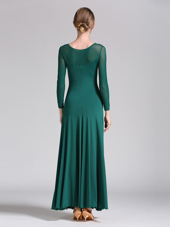 社交ダンス衣装 ブラック レディース エレガント 透明 ジュエルネック ポリエステル ドレス ダンスウェア