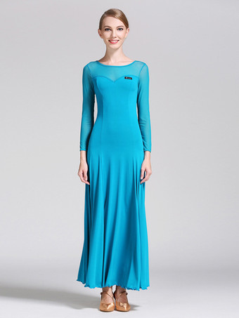 ブラック 社交ダンス衣装 ブラック レディース エレガント 透明 ジュエルネック ポリエステル ドレス ダンスウェア