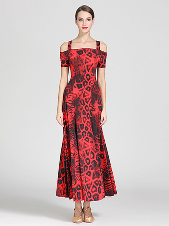 ブラック 社交ダンス衣装 ティール レディース セクシー ポリエステル 花柄 ストラップ ネック ドレス ダンスドレス