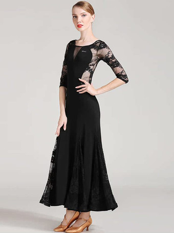 社交ダンス衣装 黄色 女性用 エレガント 透明 ダンスドレス