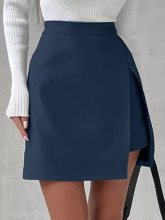 Navy split skirt best sale