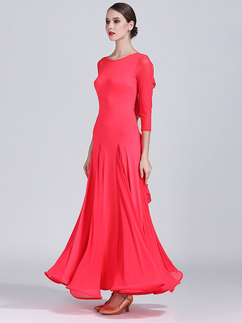 スタンダード社交ダンスドレス レディース 長袖 ワルツ タンゴ 練習用ドレス モダンウェア パフォーマンススカート