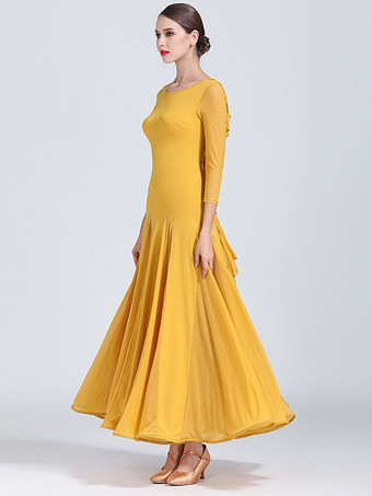 スタンダード社交ダンスドレス レディース 長袖 ワルツ タンゴ 練習用ドレス モダンウェア パフォーマンススカート