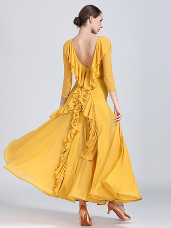 スタンダード社交ダンスドレス レディース 長袖 ワルツ タンゴ 練習用ドレス モダンウェア パフォーマンススカート