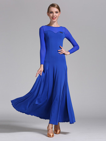 ブラック 社交ダンス衣装 黒 レディース エレガント 透明 ジュエルネック ポリエステルドレス ダンスドレス