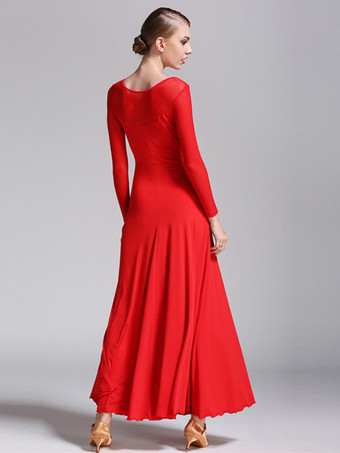 社交ダンス衣装 黒 レディース エレガント 透明 ジュエルネック ポリエステルドレス ダンスドレス