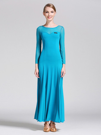 ライトスカイブルー社交ダンス衣装 黒 レディース エレガント 透明 ジュエルネック ポリエステルドレス ダンスドレス