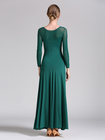 社交ダンス衣装 黒 レディース エレガント 透明 ジュエルネック ポリエステルドレス ダンスドレス