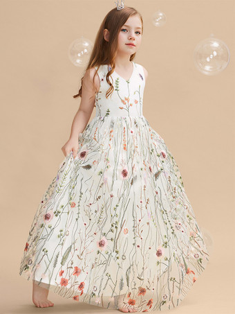 ウェディング フラワーガールドレス 特別な日のドレス アイボリー ノースリーブ