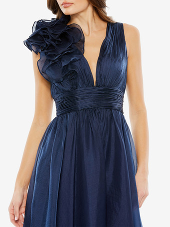 ブライダルマザードレス Vネック ノースリーブ Aライン プリーツ 膝丈 ゲストドレス 結婚式用