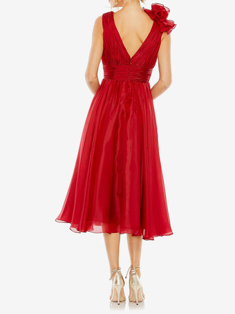 ブライダルマザードレス Vネック ノースリーブ Aライン プリーツ 膝丈 ゲストドレス 結婚式用