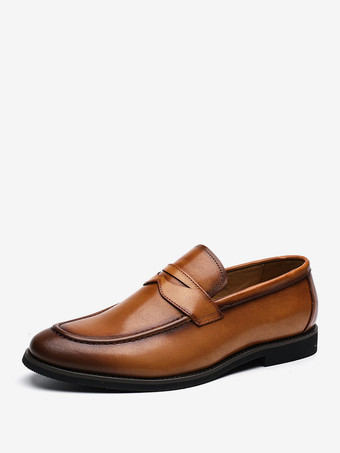 ブラウン メンズペニーローファーシューズウェディングシューズ