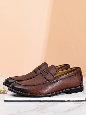 ディープブラウンメンズペニーローファーシューズウェディングシューズ