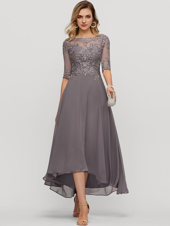 Party Dress For Mother Of The Bride Jewel Neck Half Sleeves A-Line Lace Wedding Guest Dresses