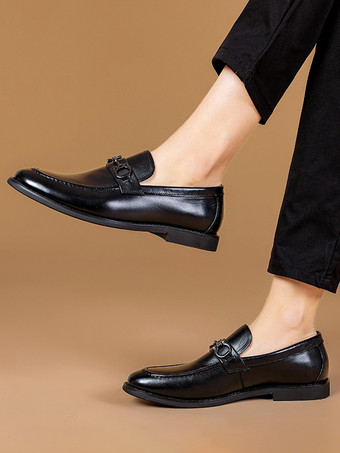 メンズプロムホームカミングウェディングシューズPUレザーローファーシューズ