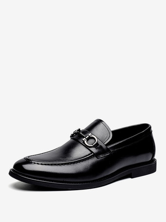 ブラック メンズプロムホームカミングウェディングシューズPUレザーローファーシューズ