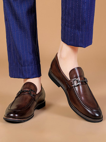 メンズプロムホームカミングウェディングシューズPUレザーローファーシューズ