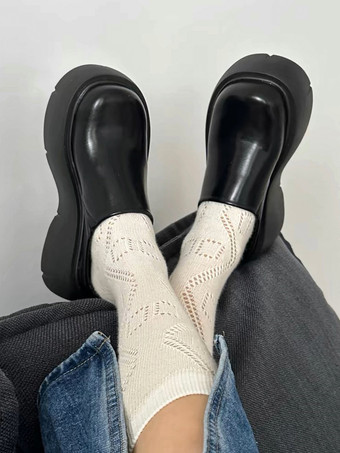 レディース ブラウン クロッグ ラウンドトゥ プラットフォーム ミュール