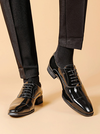 メンズ ドレスシューズ PUレザー ダービー プロム パーティー ウェディングシューズ