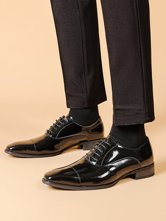 メンズ ドレスシューズ PUレザー ダービー プロム パーティー ウェディングシューズ