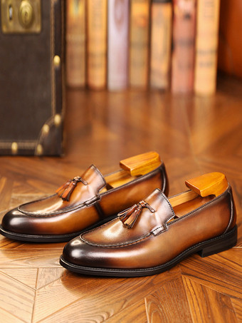 メンズ ローファー シューズ PUレザー タッセル プロム ホームカミング ウェディング シューズ
