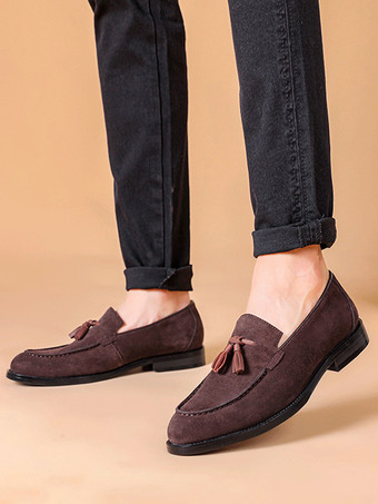 メンズ タッセルローファー ラウンドトゥ プロム ホームカミング ウェディングシューズ