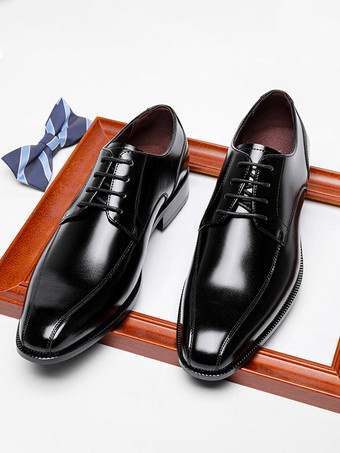 Herrenschuhe runde Zehenpartie PU-Leder Derby-Schuhe für Abschlussbälle Partys Hochzeiten