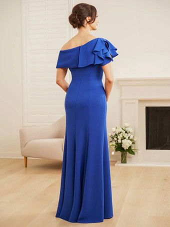 ブライダルマザードレス ワンショルダー 半袖 マーメイドフリル ウェディングゲストドレス