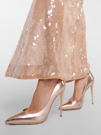 レディース ハイヒール メタリック ポインテッドトゥ スティレットヒール ドレスシューズ