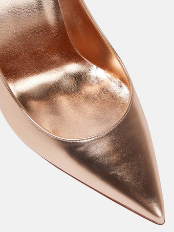 レディース ハイヒール メタリック ポインテッドトゥ スティレットヒール ドレスシューズ