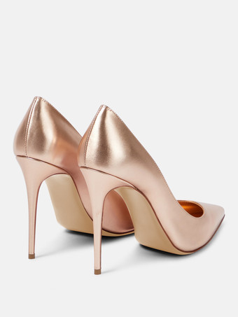 レディース ハイヒール メタリック ポインテッドトゥ スティレットヒール ドレスシューズ