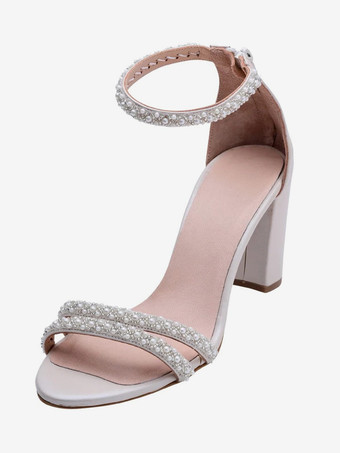 レディースヒールサンダル オープントゥ チャンキーヒール アンクルストラップサンダル