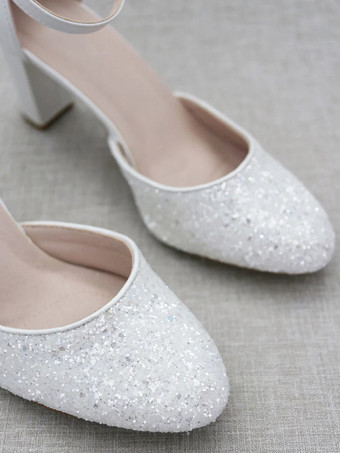 レディース ドレスパンプス グリッター リボン チャンキーヒールパンプス