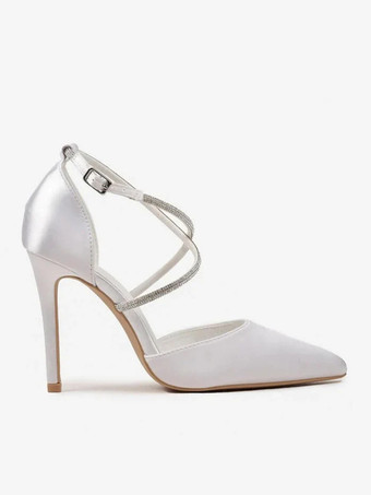 女性用ウェディングシューズ ポインテッドトゥ スティレットヒール ブライダルシューズ