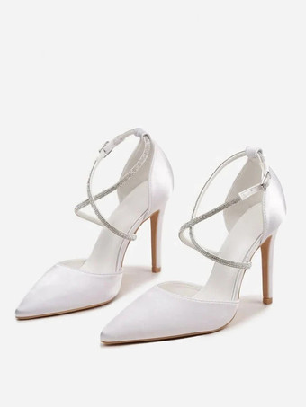 女性用ウェディングシューズ ポインテッドトゥ スティレットヒール ブライダルシューズ