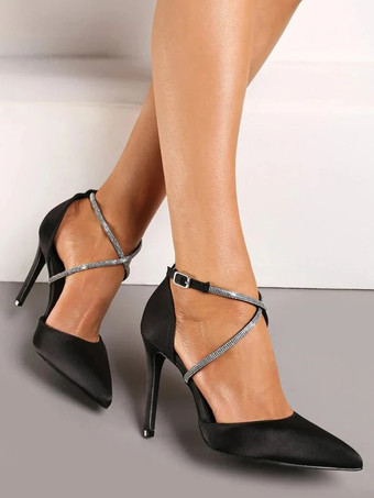 女性用ウェディングシューズ ポインテッドトゥ スティレットヒール ブライダルシューズ