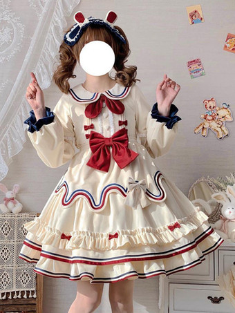 スイートロリータドレス ポリエステル 長袖 スイートドレス ロリータドレス