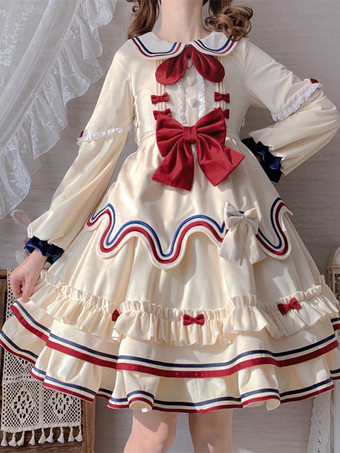 スイートロリータドレス ポリエステル 長袖 スイートドレス ロリータドレス